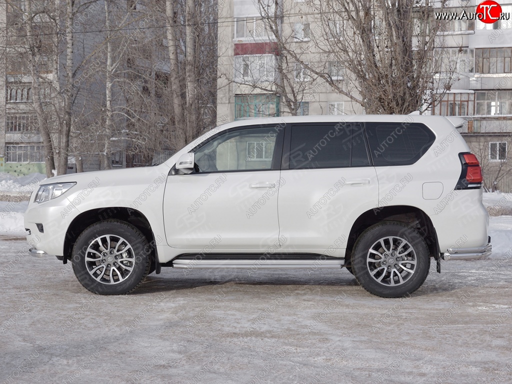 15 999 р. Защита порогов (Ø42 мм, нержавейка) SLITKOFF Toyota Land Cruiser Prado J150 2-ой рестайлинг (2017-2020)  с доставкой в г. Санкт‑Петербург