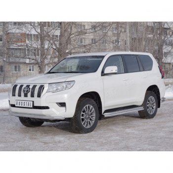 13 999 р. Защита переднего бампера (Ø63 мм, нержавейка) Russtal Toyota Land Cruiser Prado J150 2-ой рестайлинг (2017-2020)  с доставкой в г. Санкт‑Петербург. Увеличить фотографию 3