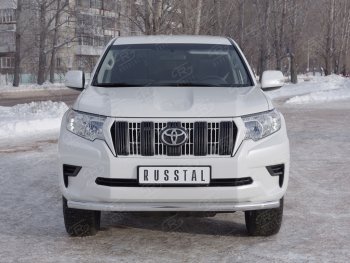 13 999 р. Защита переднего бампера (Ø63 мм, нержавейка) Russtal Toyota Land Cruiser Prado J150 2-ой рестайлинг (2017-2020)  с доставкой в г. Санкт‑Петербург. Увеличить фотографию 1