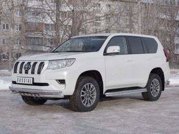 23 999 р. Защита переднего бампера (Ø63 мм c зубами Ø42, нержавейка) Russtal Toyota Land Cruiser Prado J150 2-ой рестайлинг (2017-2020)  с доставкой в г. Санкт‑Петербург. Увеличить фотографию 4