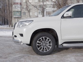 23 999 р. Защита переднего бампера (Ø63 мм c зубами Ø42, нержавейка) Russtal Toyota Land Cruiser Prado J150 2-ой рестайлинг (2017-2020)  с доставкой в г. Санкт‑Петербург. Увеличить фотографию 1