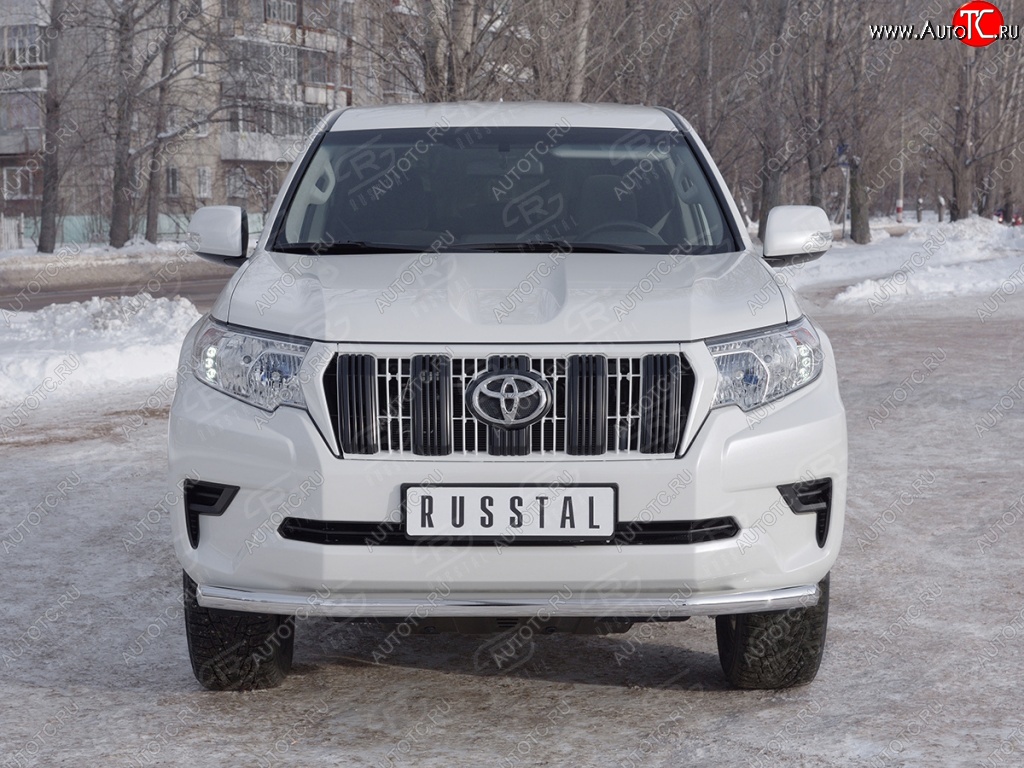 13 999 р. Защита переднего бампера (Ø63 мм, нержавейка) Russtal Toyota Land Cruiser Prado J150 2-ой рестайлинг (2017-2020)  с доставкой в г. Санкт‑Петербург