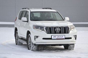 20 699 р. Защита переднего бампера одинарная из трубы d63 мм Petroil Tuning Toyota Land Cruiser Prado J150 2-ой рестайлинг (2017-2020) (Нержавеющая полированная сталь)  с доставкой в г. Санкт‑Петербург. Увеличить фотографию 1