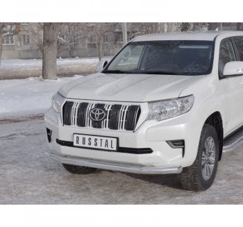 13 349 р. Одинарная защита переднего бампера диаметром 76 мм Toyota Land Cruiser Prado J150 2-ой рестайлинг (2017-2020)  с доставкой в г. Санкт‑Петербург. Увеличить фотографию 1