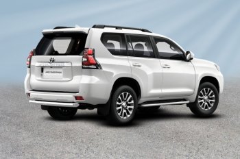 Защита заднего бампера Slitkoff (Ø 76 мм, короткая) Toyota (Тойота) Land Cruiser Prado (Лэнд)  J150 (2017-2020) J150 2-ой рестайлинг