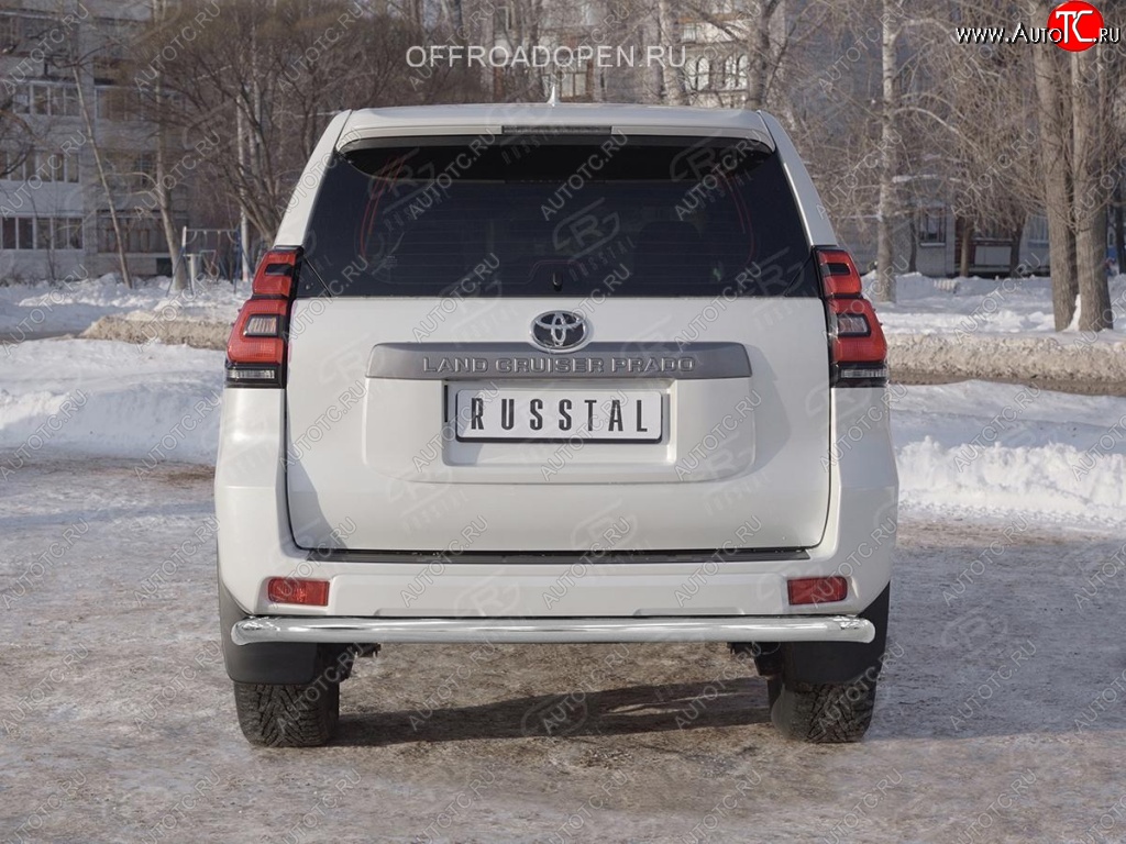 13 999 р. Защита заднего бампера (Ø63 мм, нержавейка) Russtal Toyota Land Cruiser Prado J150 2-ой рестайлинг (2017-2020)  с доставкой в г. Санкт‑Петербург