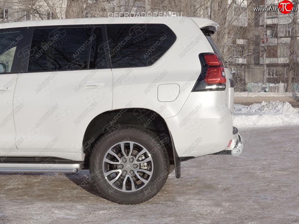 17 399 р. Защита заднего бампера (Ø76 мм, нержавейка) SLITKOFF Toyota Land Cruiser Prado J150 2-ой рестайлинг (2017-2020)  с доставкой в г. Санкт‑Петербург