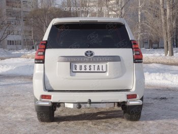 12 249 р. Защита заднего бампера (Ø76 мм уголки, нержавейка) SLITKOFF  Toyota Land Cruiser Prado  J150 (2017-2020) 2-ой рестайлинг  с доставкой в г. Санкт‑Петербург. Увеличить фотографию 2