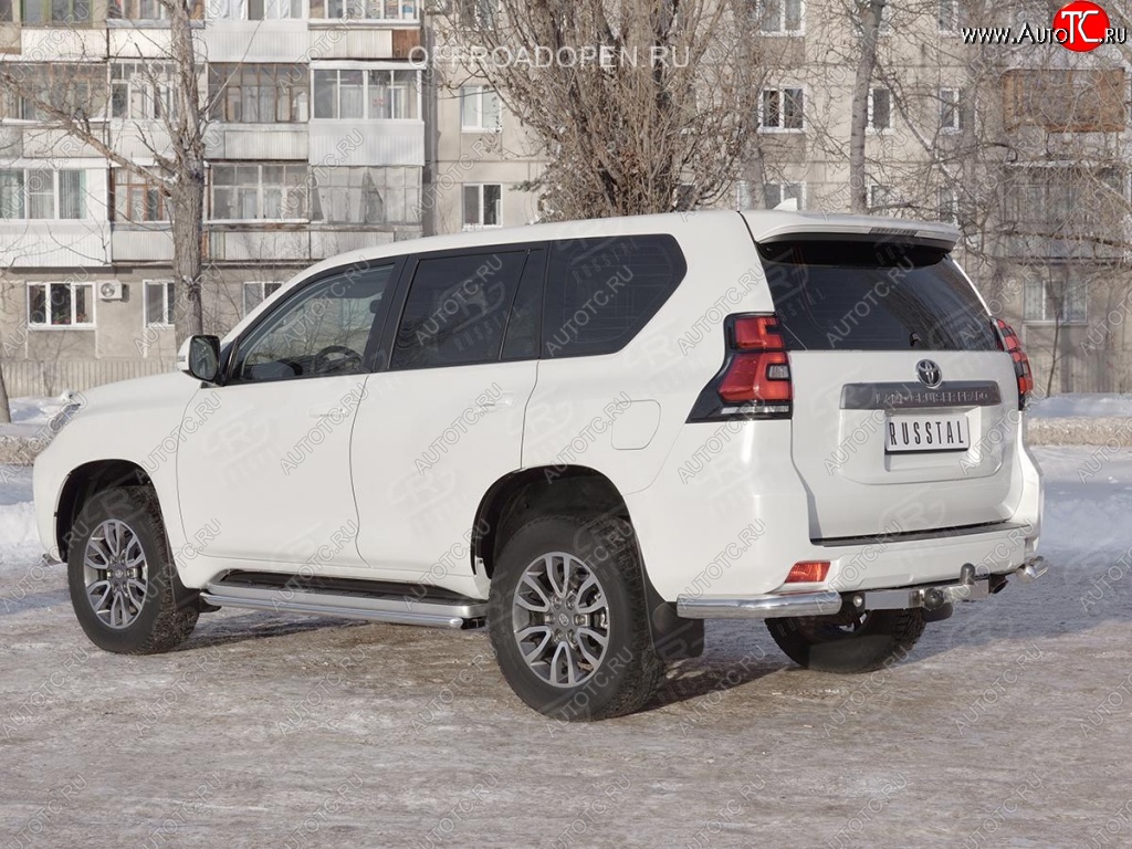 12 249 р. Защита заднего бампера (Ø76 мм уголки, нержавейка) SLITKOFF  Toyota Land Cruiser Prado  J150 (2017-2020) 2-ой рестайлинг  с доставкой в г. Санкт‑Петербург