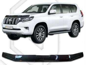 2 599 р. Дефлектор капота CA-Plastic  Toyota Land Cruiser Prado  J150 (2017-2020) 2-ой рестайлинг (Classic черный, Без надписи)  с доставкой в г. Санкт‑Петербург. Увеличить фотографию 1