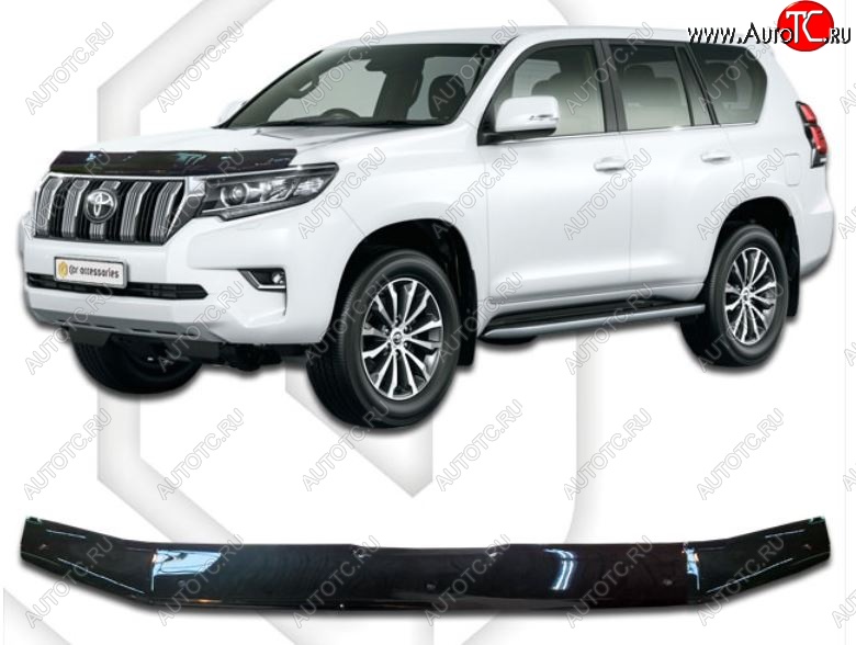 2 599 р. Дефлектор капота CA-Plastic  Toyota Land Cruiser Prado  J150 (2017-2020) 2-ой рестайлинг (Classic черный, Без надписи)  с доставкой в г. Санкт‑Петербург