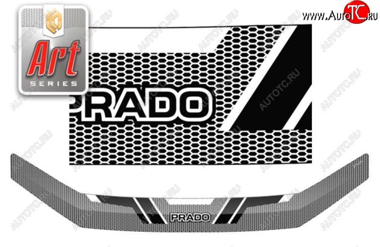 2 099 р. Дефлектор капота CA-Plastiс  Toyota Land Cruiser Prado  J150 (2017-2020) (Серия Art черная)  с доставкой в г. Санкт‑Петербург