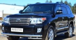 26 399 р. Защита переднего бампера (2 трубы Ø76 и 42 мм, нержавейка) SLITKOFF  Toyota Land Cruiser  200 (2012-2015) 1-ый рестайлинг  с доставкой в г. Санкт‑Петербург. Увеличить фотографию 2