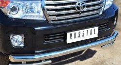 Защита переднего бампера (2 трубы Ø76 и 42 мм, нержавейка) SLITKOFF Toyota (Тойота) Land Cruiser (Лэнд)  200 (2012-2015) 200 1-ый рестайлинг