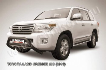 21 699 р. Кенгурятник d76 низкий широкий с перемычкой  Toyota Land Cruiser  200 (2012-2015) 1-ый рестайлинг (Цвет: серебристый)  с доставкой в г. Санкт‑Петербург. Увеличить фотографию 1