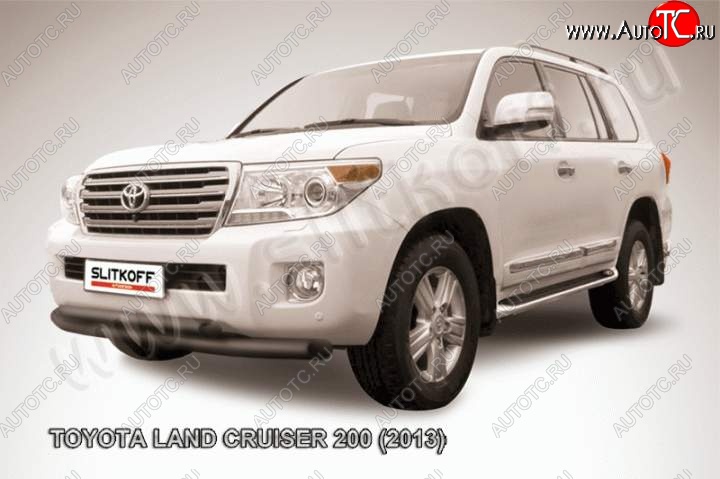 12 949 р. Защита переднего бампер Slitkoff  Toyota Land Cruiser  200 (2012-2015) 1-ый рестайлинг (Цвет: серебристый)  с доставкой в г. Санкт‑Петербург