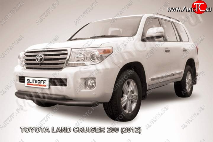 12 949 р. Защита переднего бампер Slitkoff  Toyota Land Cruiser  200 (2012-2015) 1-ый рестайлинг (Цвет: серебристый)  с доставкой в г. Санкт‑Петербург