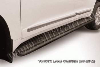 8 349 р. Защита штатного порога d42 Slitkoff  Toyota Land Cruiser  200 (2012-2015) 1-ый рестайлинг (Цвет: серебристый)  с доставкой в г. Санкт‑Петербург. Увеличить фотографию 1