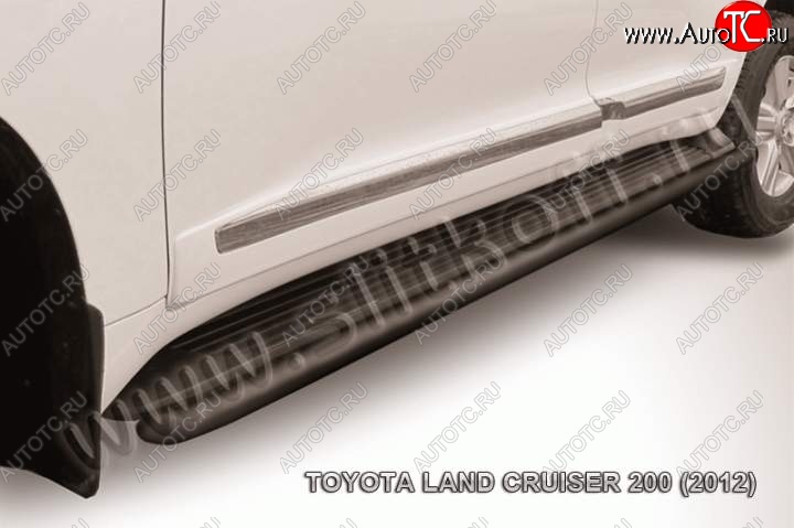 8 349 р. Защита штатного порога d42 Slitkoff  Toyota Land Cruiser  200 (2012-2015) 1-ый рестайлинг (Цвет: серебристый)  с доставкой в г. Санкт‑Петербург