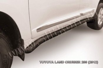 11 449 р. Защита порогов Slitkoff  Toyota Land Cruiser  200 (2012-2015) 1-ый рестайлинг (Цвет: серебристый)  с доставкой в г. Санкт‑Петербург. Увеличить фотографию 1