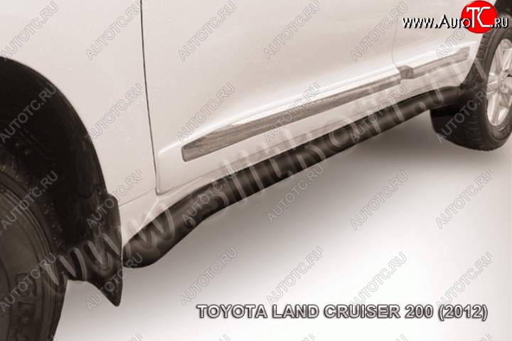 11 449 р. Защита порогов Slitkoff  Toyota Land Cruiser  200 (2012-2015) 1-ый рестайлинг (Цвет: серебристый)  с доставкой в г. Санкт‑Петербург