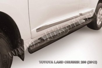 15 299 р. Защита порогов Slitkoff  Toyota Land Cruiser  200 (2012-2015) 1-ый рестайлинг (Цвет: серебристый)  с доставкой в г. Санкт‑Петербург. Увеличить фотографию 1