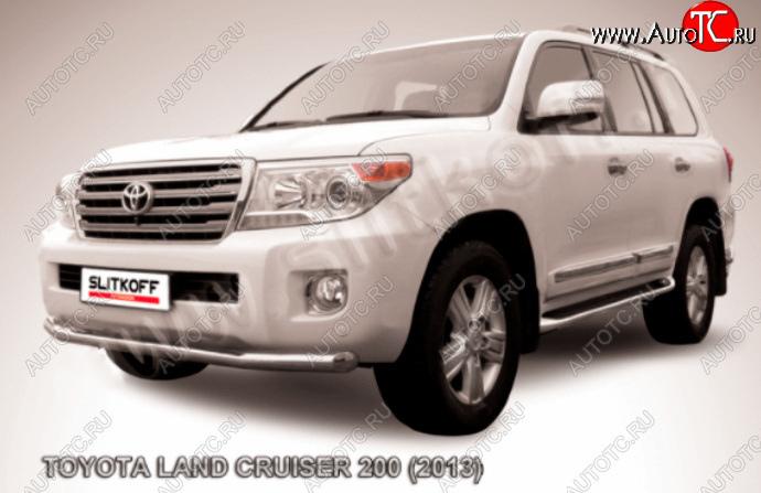 12 399 р. Защита переднего бампера Slitkoff (Ø76 мм)  Toyota Land Cruiser  200 (2012-2015) (Нержавейка полированная)  с доставкой в г. Санкт‑Петербург