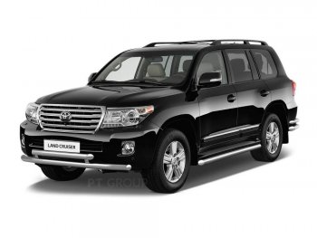 20 949 р. Защита порогов из трубы Ø51 Petroil Tuning  Toyota Land Cruiser  200 (2015-2021) 2-ой рестайлинг (Нержавеющая полированная сталь)  с доставкой в г. Санкт‑Петербург. Увеличить фотографию 1