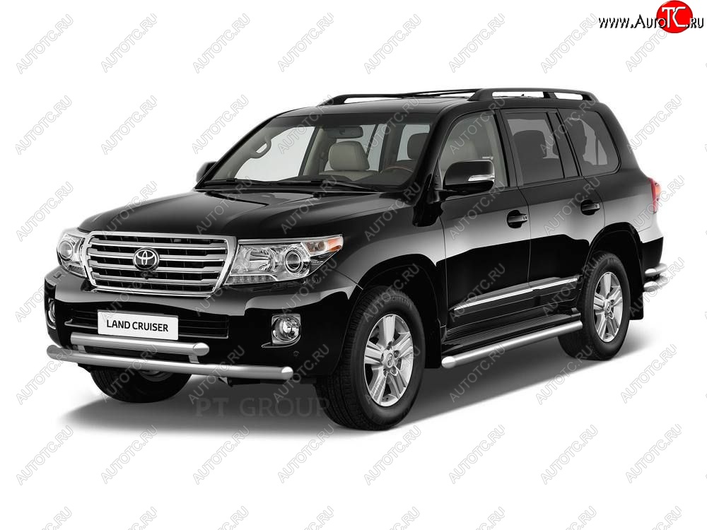 20 949 р. Защита порогов из трубы Ø51 Petroil Tuning  Toyota Land Cruiser  200 (2015-2021) 2-ой рестайлинг (Нержавеющая полированная сталь)  с доставкой в г. Санкт‑Петербург