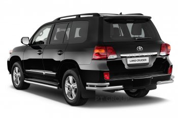 20 949 р. Защита порогов из трубы Ø51 Petroil Tuning  Toyota Land Cruiser  200 (2015-2021) 2-ой рестайлинг (Нержавеющая полированная сталь)  с доставкой в г. Санкт‑Петербург. Увеличить фотографию 2