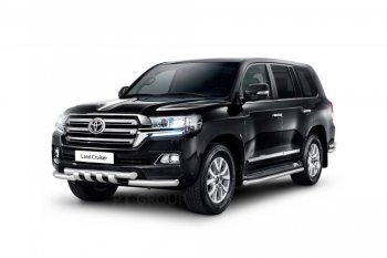 30 999 р. Защита порогов из трубы Ø63 Petroil Tuning  Toyota Land Cruiser  200 (2015-2021) 2-ой рестайлинг (Нержавеющая полированная сталь)  с доставкой в г. Санкт‑Петербург. Увеличить фотографию 1