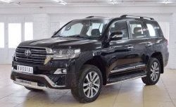 26 499 р. Защита переднего бампера (Ø63 мм с надписью, нержавейка) SLITKOFF  Toyota Land Cruiser  200 (2015-2021) 2-ой рестайлинг  с доставкой в г. Санкт‑Петербург. Увеличить фотографию 2