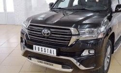 26 499 р. Защита переднего бампера (Ø63 мм с надписью, нержавейка) SLITKOFF  Toyota Land Cruiser  200 (2015-2021) 2-ой рестайлинг  с доставкой в г. Санкт‑Петербург. Увеличить фотографию 3