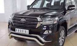 21 599 р. Защита переднего бампера (Ø63 мм волна, нержавейка) SLITKOFF  Toyota Land Cruiser  200 (2015-2021) 2-ой рестайлинг  с доставкой в г. Санкт‑Петербург. Увеличить фотографию 3