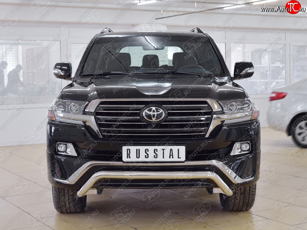 21 599 р. Защита переднего бампера (Ø63 мм волна, нержавейка) SLITKOFF  Toyota Land Cruiser  200 (2015-2021) 2-ой рестайлинг  с доставкой в г. Санкт‑Петербург