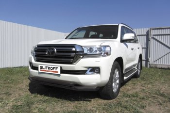 12 949 р. Защита переднего бампер Slitkoff  Toyota Land Cruiser  200 (2015-2021) 2-ой рестайлинг (Цвет: серебристый)  с доставкой в г. Санкт‑Петербург. Увеличить фотографию 1