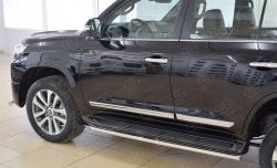 16 499 р. Защита порогов из круглой трубы диаметром 42 мм SLITKOFF Toyota Land Cruiser 200 2-ой рестайлинг (2015-2021)  с доставкой в г. Санкт‑Петербург. Увеличить фотографию 4