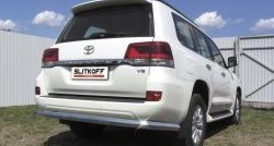 15 999 р. Защита заднего бампера из трубы диаметром 76 мм Slitkoff Toyota Land Cruiser 200 2-ой рестайлинг (2015-2021) (Цвет: нержавеющая полированная сталь)  с доставкой в г. Санкт‑Петербург. Увеличить фотографию 1