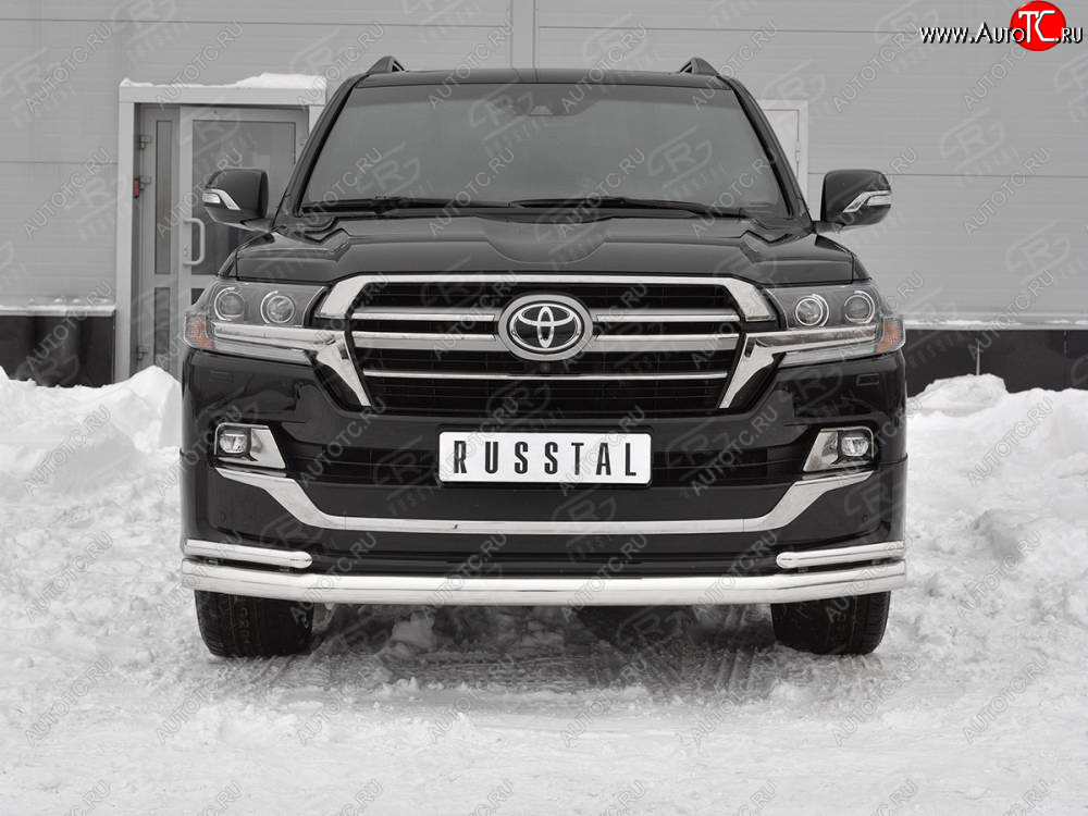 25 499 р. Защита переднего бампера (2 трубы Ø 76 и 42 мм, нержавейка, EXECUTIVE LOUNGE)  Toyota Land Cruiser  200 (2015-2021) 2-ой рестайлинг  с доставкой в г. Санкт‑Петербург