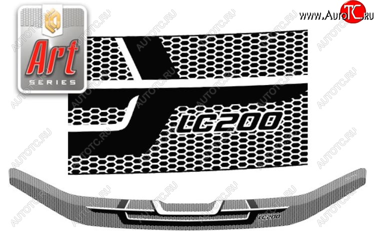 2 099 р. Дефлектор капота CA-Plastiс  Toyota Land Cruiser  200 (2015-2021) (Серия Art черная)  с доставкой в г. Санкт‑Петербург