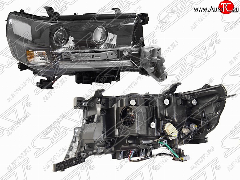 25 399 р. Правая фара передняя SAT LED EXECUTIVE BLACK/WHITE Toyota Land Cruiser 200 2-ой рестайлинг (2015-2021)  с доставкой в г. Санкт‑Петербург