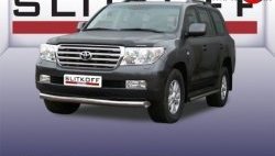 12 399 р. Одинарная защита переднего бампера из трубы диаметром 76 мм Slitkoff  Toyota Land Cruiser  200 (2007-2012) (Цвет: нержавеющая полированная сталь)  с доставкой в г. Санкт‑Петербург. Увеличить фотографию 1