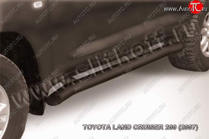 11 449 р. Защита порогов Slitkoff  Toyota Land Cruiser  200 (2007-2012) дорестайлинг (Цвет: серебристый)  с доставкой в г. Санкт‑Петербург