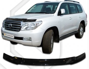 2 799 р. Дефлектор капота CA-Plastic  Toyota Land Cruiser  200 (2007-2012) (Classic черный, Без надписи)  с доставкой в г. Санкт‑Петербург. Увеличить фотографию 1