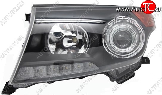 11 599 р. Левая фара SAT (чёрная Brownstone) Toyota Land Cruiser 200 дорестайлинг (2007-2012)  с доставкой в г. Санкт‑Петербург