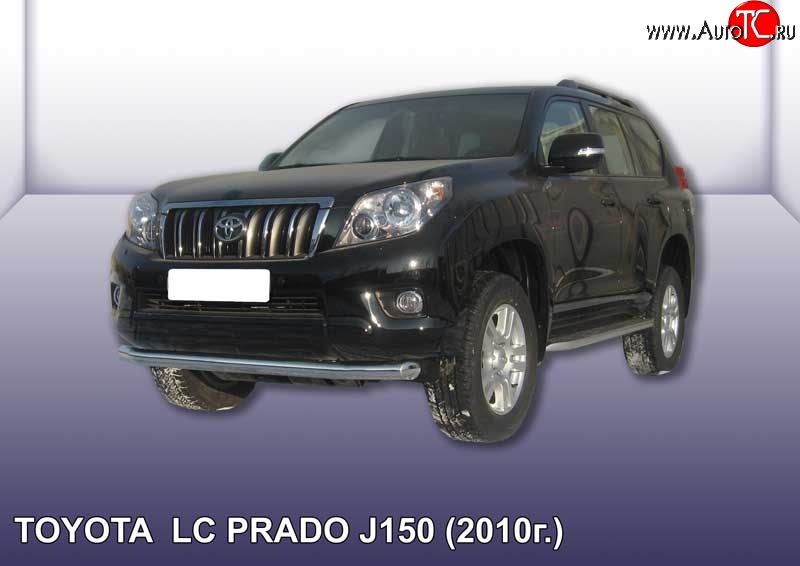 11 999 р. Одинарная защита переднего бампера диаметром 76 мм Slitkoff  Toyota Land Cruiser Prado  J150 (2009-2013) (Цвет: нержавеющая полированная сталь)  с доставкой в г. Санкт‑Петербург