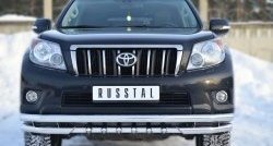 Защита переднего бампера (2 трубы Ø63 мм с зубами, нержавейка) SLITKOFF Toyota (Тойота) Land Cruiser Prado (Лэнд)  J150 (2009-2013) J150 дорестайлинг