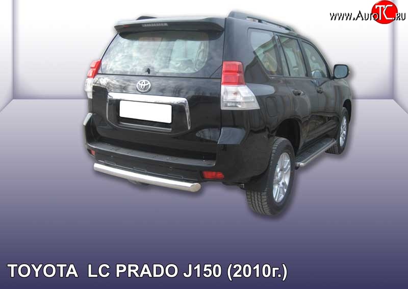 11 999 р. Защита заднего бампера из короткой трубы диаметром 76 мм Slitkoff  Toyota Land Cruiser Prado  J150 (2009-2013) дорестайлинг (Цвет: нержавеющая полированная сталь)  с доставкой в г. Санкт‑Петербург