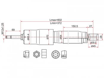 2 299 р. Амортизатор задний LH=RH SAT  Toyota Land Cruiser  80 (1989-1997)  с доставкой в г. Санкт‑Петербург. Увеличить фотографию 1