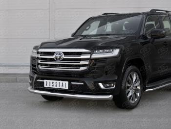 Защита переднего бампера (Ø76 мм нержавейка, 70TH ANNIVERSARY) Russtal Toyota Land Cruiser J300 дорестайлинг (2021-2024)